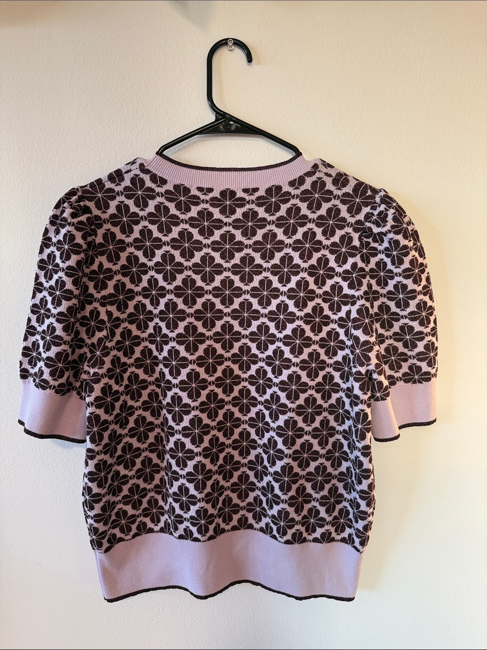kate spade Lavender and Sparkly Purple Floral Puff-Sleeve Knit Top - Picture 4 of 4